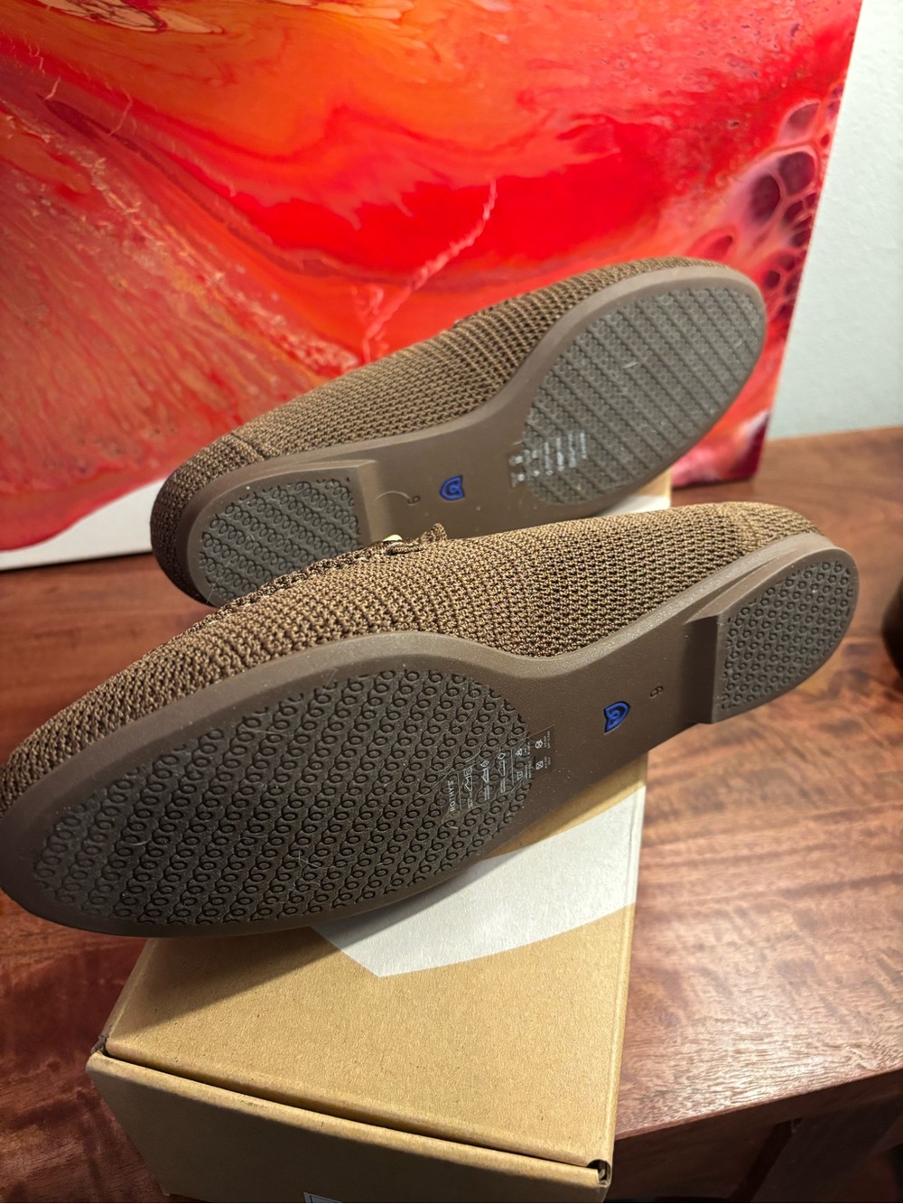 Rothy's Brown Knit Slip-On Loafers with Gold Bit Detail - Picture 4 of 4
